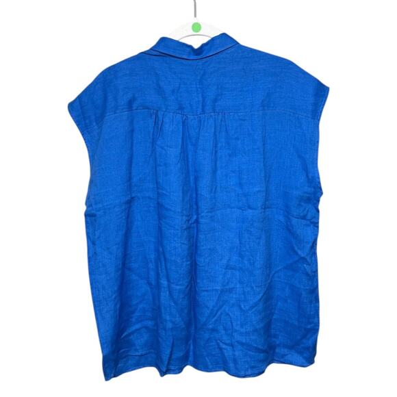 Neu Nomads Royal Blue Berkeley Blouse - 100% Linen - NWT - Size Medium - Picture 2 of 4